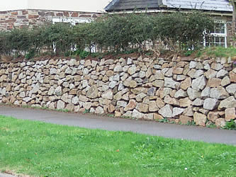 Granite wall with hedge