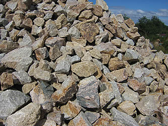 Heap of granite rockery stones