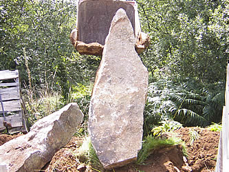 Installation of standing stones in garden
