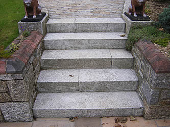 Granite steps in garden path