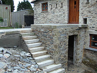 Exterior flight of granite steps
