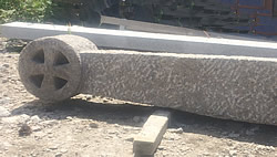 Granite celtic cross prior to installation
